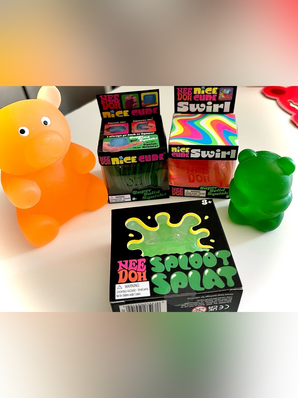 Needoh Swirl Cube Bundle, 5-pc Viral Squishy toy bundle all NEW! Squishy bears